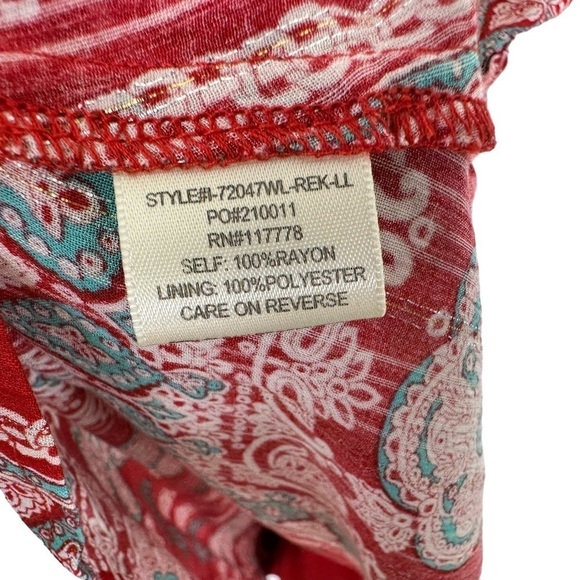 Lovestitch Womens Paisley Print Short Sleeve Romper Sz Medium Red V Neck - Picture 10 of 11